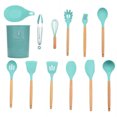 thumbnail image 1 of 12pcs Green Silicone Kitchen Ware Shovel Spoon Kitchen Tool Spoon Storage Bucket Set, 1 of 9