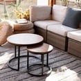 thumbnail image 2 of Coffee Table Nesting Side Round Set of 2 End Table Top Sturdy Metal Frame Desk Centerpiece Living Room Bedroom Apartment Modern Industrial Simple Nightstand, 2 of 17