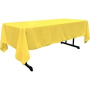 LA Linen Polyester Poplin Washable Rectangular Tablecloth, Stain and Wrinkle Resistant Table Cover 60x108, Fabric Table Cloth for Dinning, Kitchen, Party, Holiday 60 by 108-Inch, Yellow Light