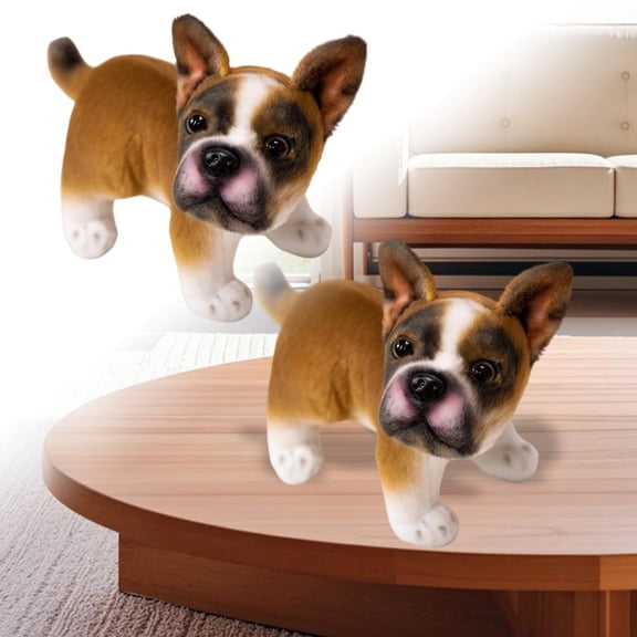 1pcs Lifelike Frenchie Dog Stuffed Animal Super Realistic Pl-ush French Bull-dog Doll Puppy Plushies Toy Funny Gifts for Kids Present or Stuff Collec-tion 8.66 Inches