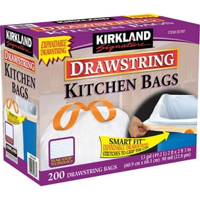 Kirkland Signature Drawstring Kitchen Trash Bags 13 Gallon 200