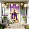 thumbnail image 4 of CaiYueKe Easter Door Curtain Spring Holiday Decorations Bunny Rabbit Egg Pattern Party Backdrop Wall Hanging Decorative Banner for Home Festival Celebration Indoor Outdoor, 4 of 7