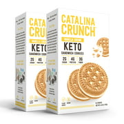 Catalina Crunch Vanilla Crème Keto Sandwich Cookies (2 Pack) 6.8oz Boxes | Keto Snacks | Low Carb, Low Sugar | Vegan Cookies, Plant Based Protein Cookies | Keto Friendly Foods