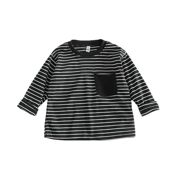 Mercatoo Baby Boys Cute Striped T-Shirt Kids Girls Long Sleeve Crewneck Pullover Sweatshirt Pocket School Basic Top