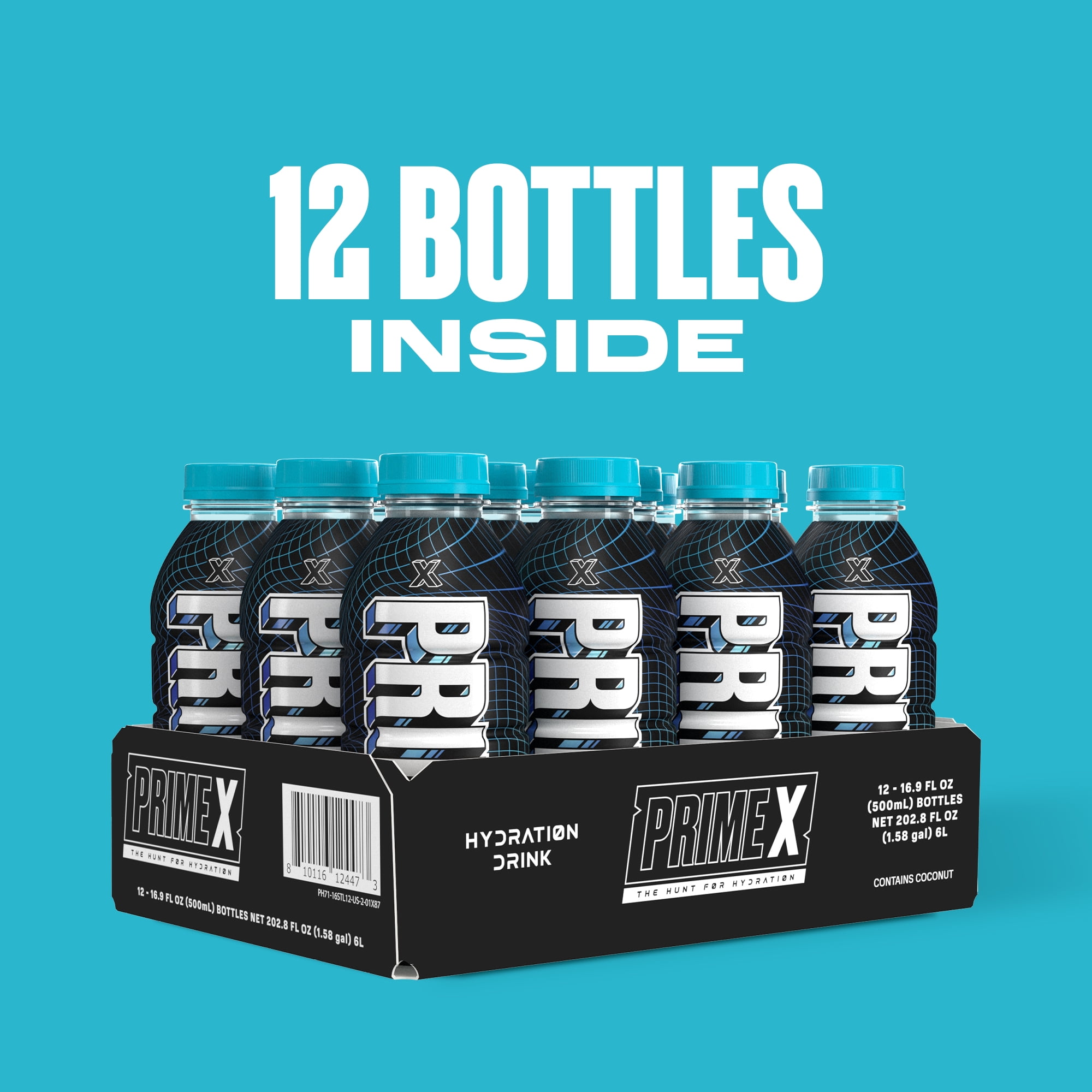 Prime Hydration Sports Drink, Prime X, 16.9 fl oz, 12 Pack, Bottles