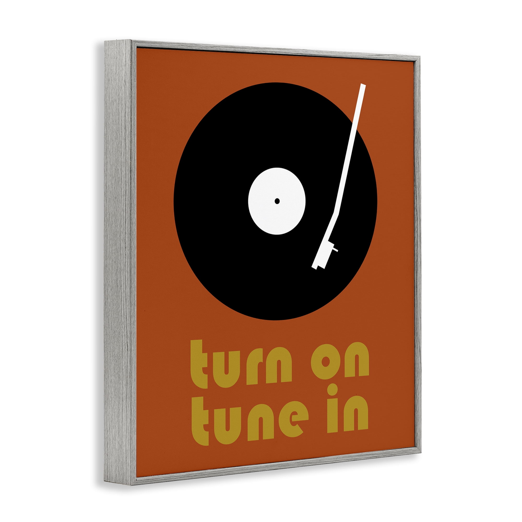 Stupell Industries Turn On Tune In Gray Framed Giclee Art, design by Tom Quartermaine