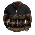 thumbnail image 2 of Men's Retro Casual Ethnic Print Zip Up Sweatshirt, Long Sleeve Fleece Jacket, Vintage Streetwear for Christmas, Fall Winter Season, Unique Style and Travel,Black,M, 2 of 5