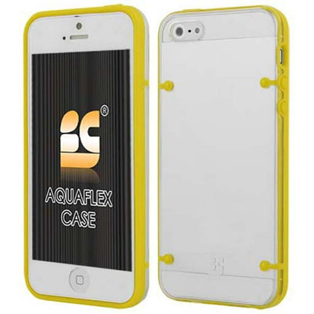 Étui Rigide AQUAFLEX Transparente Jaune Couverture TPU Souple pour iPHONE 5 5s SE (2016)
