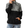 thumbnail image 1 of Breezora Women's Leopard Pattern Sweater Quarter Zip Collar Top Double Layer Warm Jacket Functional Pockets Comfortable Wear S Size Grey, 1 of 5