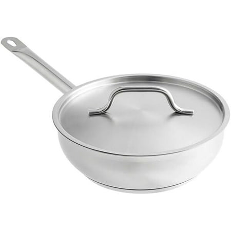 SS1 Series 3 Qt Stainless Steel Saucier Pan, Silver, Aluminum-Clad Bottom, NSF Listed, Induction Ready, with Welded Handle and Cover, 10 x 3.1 Inches$$Home Decor, Kitchen, & Other