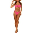 thumbnail image 2 of Conjuntos de bikini de banda para mujer, sin tirantes con lazo acanalado y parte inferior, traje de baño de 2 piezas, color rosa caliente grande, 2 of 5