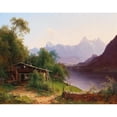 thumbnail image 3 of Josef Schwemminger 14x12 Black Modern Framed Museum Art Print Titled - View Over Lake Zell to the Steinernes Meer with Prielau Castle in the Background, 3 of 5