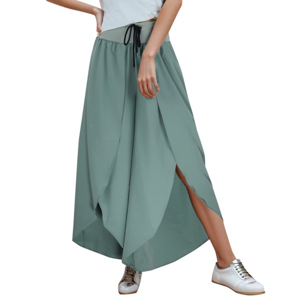 Gibobby Casual Pajama Pantalones de yoga sueltos con cintura elástica y cintura alta para mujer Pantalones largos casuales (Green, XL)