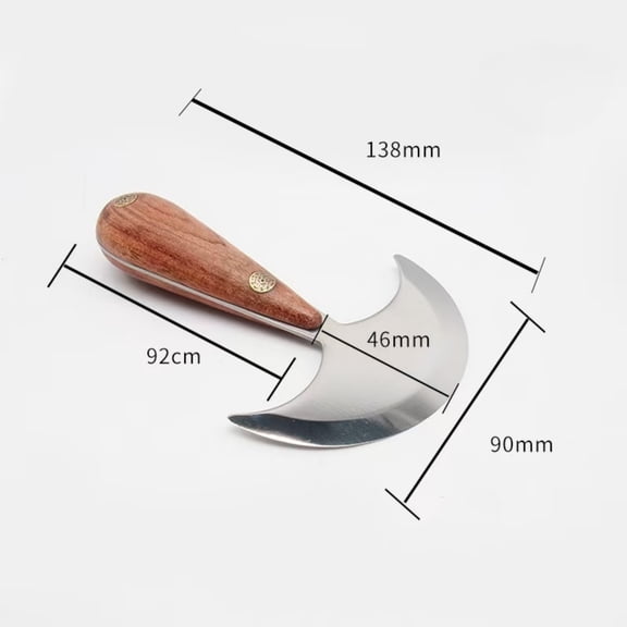 Half Round Leather Cutting Knife – High-Speed Steel Skiving & Trimming Tool with Pearwood Handle for DIY Leathercraft, Wallet, Belt & Bag Making (Small / Medium / Large)
