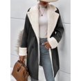thumbnail image 4 of Abrigos de Invierno de Larga con Solapa Forrada para Mujer, Chaqueta Larga y Cálida con Doble Botonadura, Abrigo de Felpa. Gris Oscuro S, 4 of 6