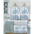 thumbnail image 2 of Summer Short Blackout Curtains 36 Inch Long Navy Blue Grey Coastal Ocean Sea Turtle Coral Seashell Rod Pocket Kitchen Curtains, 2 Panels Thermal Insulated Room Drapes for Bedroom, 30"W x 36"L, 2 of 5