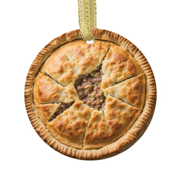 Minced Meat Pie Ground Beef Food Lovers Foodie Novelty Holiday Christmas Ornament Xmas Tree Gift (Flat Design Printed on Ceramic, NOT 3D)