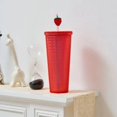 thumbnail image 3 of Vidrio con incrustaciones completas. Vidrio con incrustaciones de color negro mate con tapa y pajita. Vidrio de viaje con aislamiento de doble pared repetible. Vaso de plástico acrílico de color, 3 of 6