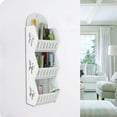 thumbnail image 4 of 3-Tier Wall Mounted Bathroom Storage Rack | PVC Shower Organizer with Hanging Rings | White Space-Saving Shelf for Toiletries & Cleaning Supplies, 4 of 6