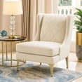 thumbnail image 7 of Svy Wingback Accent Chair- Taupe Chenille Cushion- Gold Metal Legs, 7 of 7