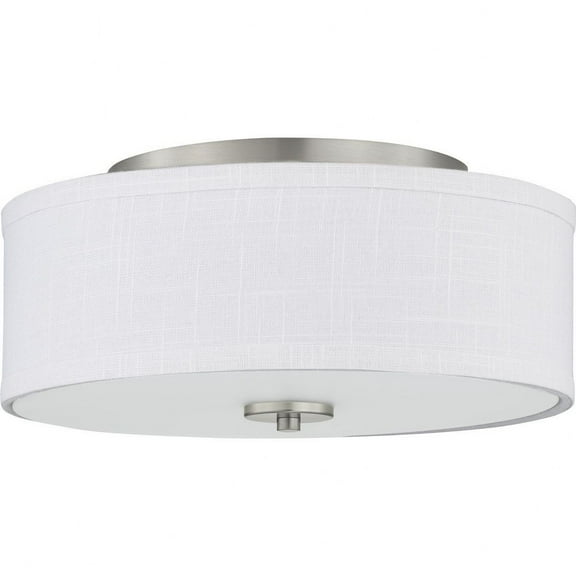 Progress Lighting Inspire Collection 1-Light LED Flush Mount in Brushed Nickel with Summer Linen Shade