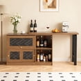 thumbnail image 3 of gaoyangjiaju 55.51" Multi-Purpose Rotating Writing Desk with Storage Shelves, Space-Saving Home Office Desk or Dining Room Sideboard Cabinet, Walnut, L-Shaped or Straight with Sliding Cabinet Doors, 3 of 9
