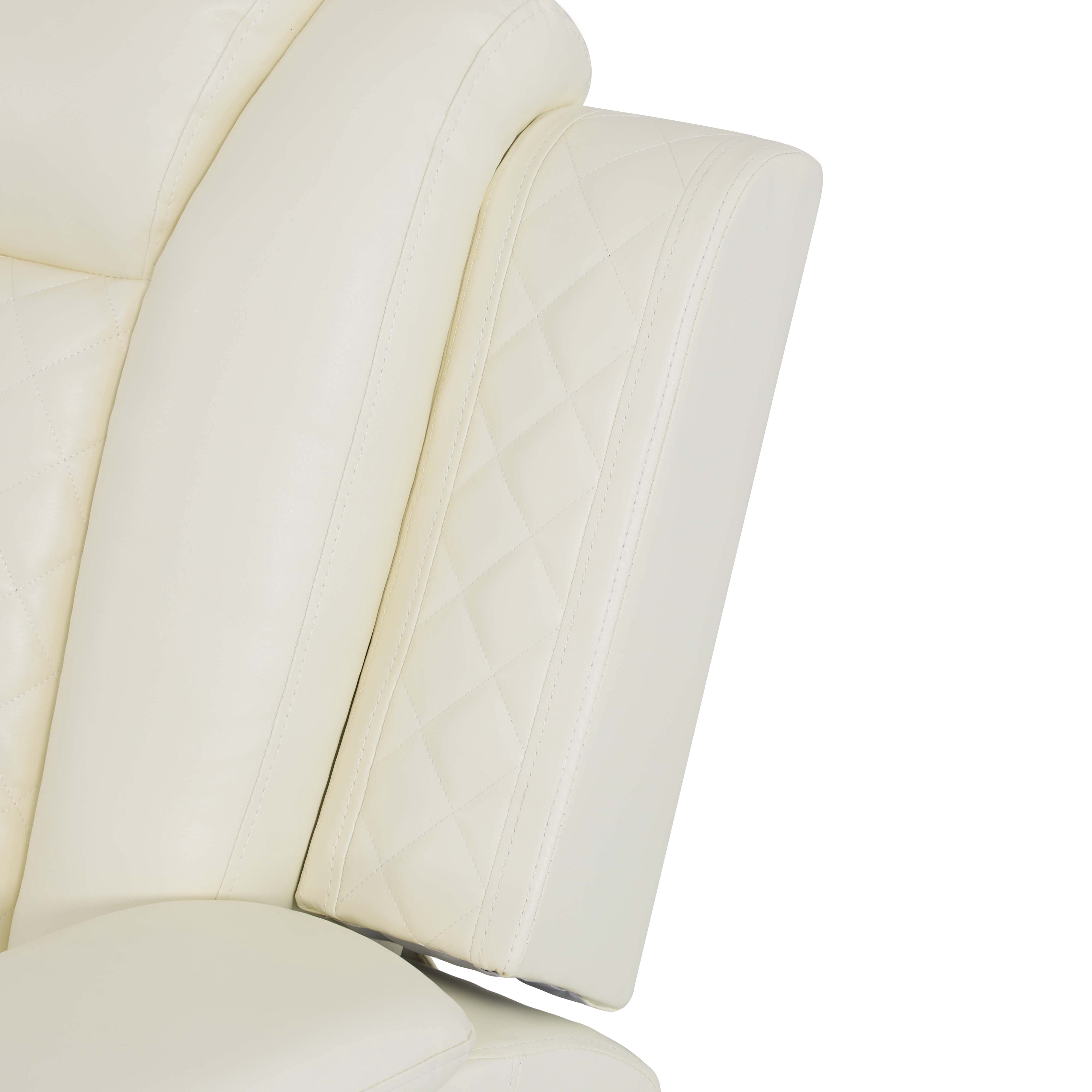 Gewnee Air Leather Power Recliner Sectional Sofa，Recliner Couch with Cup Holders，Wireless Charging,LED Ambient Light, Console Storage，Home Theater Sofa for Living Room,Creamy White