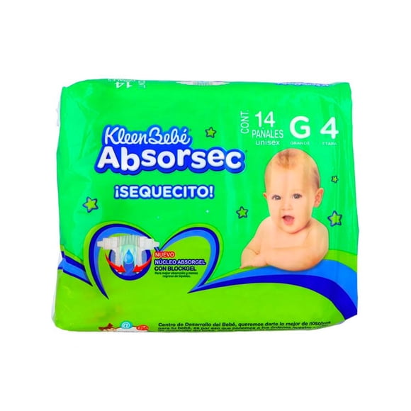 Pañales KleenBebé Etapa 4 Absorsec Grande 14 Piezas
