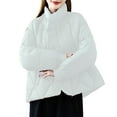 thumbnail image 3 of Women's Winter Warm Plus Size Puffer Coat Casual Colored Long-Sleeved Hooded Jacket Lightweight Puffer Jacket(White L), 3 of 9