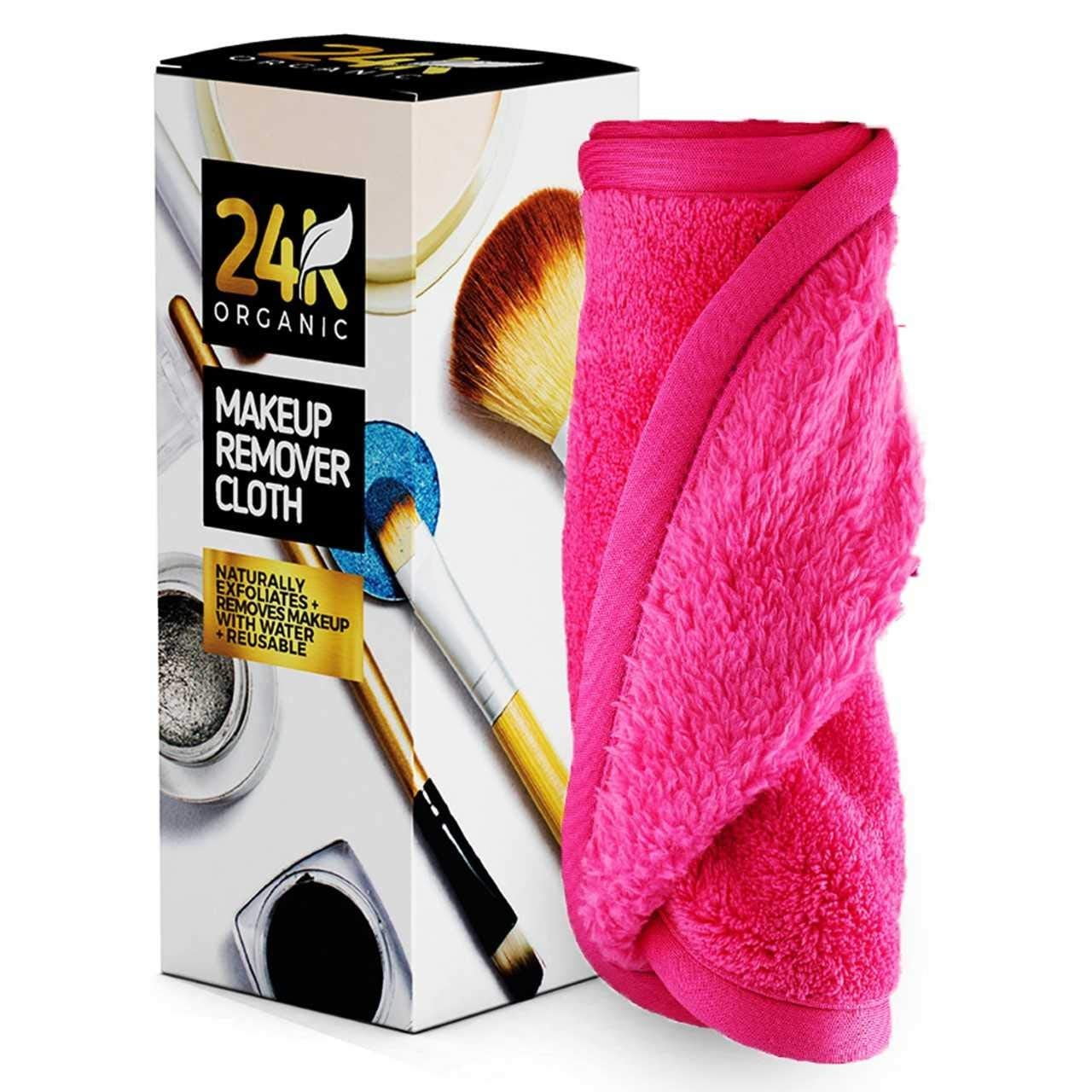 Makeup Remover Cloth by 24K Organic- Chemical Free Cleansing Towel Pink 