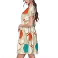 thumbnail image 2 of Balery Vintage Bowling Vestidos sueltos de manga corta para mujer, vestidos de verano 2025, vestidos casuales de corte A con vuelo., 2 of 6
