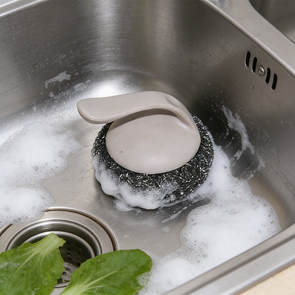 Stainless Steel Pot Scrubber with Detachable Head for Kitchen Sink Cleaning 1-Pack