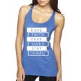 thumbnail image 1 of Wild Bobby Have Faith Pray Hard Stay Humble Inspirational/Christian Women Tri-Blend Racerback Tank Top, Vintage Royal, Small, 1 of 6