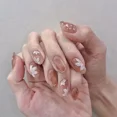 thumbnail image 5 of Heallor-uñas postizas de longitud media, 24 piezas, con purpurina adhesiva de gelatina, uñas postizas desmontables, cobertura completa, presione, 5 of 5