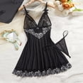 thumbnail image 7 of Plus Size Women's Lace Trim Sheer Babydoll Lingerie Sexy Plus Size Nightgown with Bow for Romantic Evenings, 7 of 7
