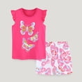 thumbnail image 2 of Gubotare Girls Clothing Sets Athletic Toddler Baby Girl Summer Outfits Short Sleeve T-shirt Top + Shorts Set 4T 5T (Hot Pink,4-5 Years), 2 of 7