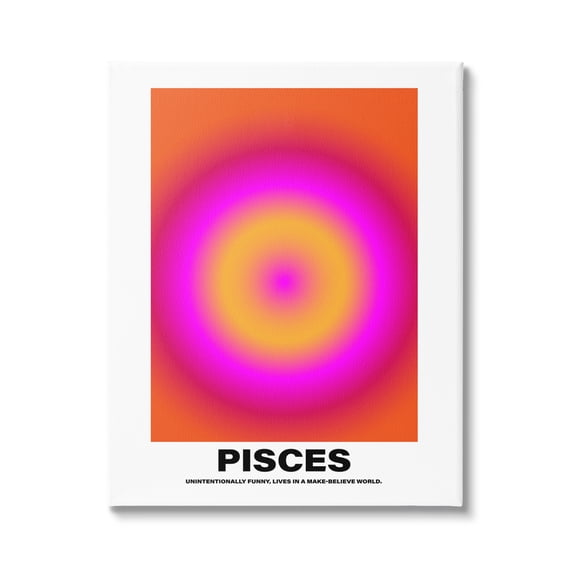 Stupell Industries Funny Pisces Astrology Abstract Painting Gallery Wrapped Canvas Art Print Wall Art, 30 x 40