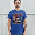 thumbnail image 3 of Tee Hunt America's Highways Route 66 T-Shirt Truck Driver Mechanic Teamster Men's Tee, Blue, 3X-Large, 3 of 5