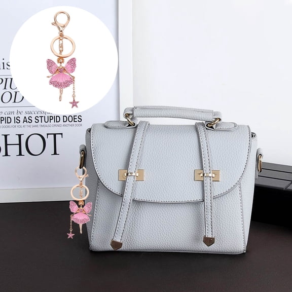 LULULION 1Pcs Key Charm Keychain Elegant Pink Crystal for Women