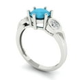 thumbnail image 2 of Three-Stone Engagement Ring for Women - 1.72ct Simulated Turquoise in 18K White Gold Promise Ring, 2 of 6