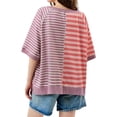 thumbnail image 4 of Women Oversized Summer Short Sleeve Striped Color Block Loose Fit Tops T Shirts, 4 of 6