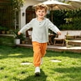 thumbnail image 5 of CHEEREAM Kids Summer Outfits Active Jogger Pants and Button Crew Neck Long Sleeve Shirt Boys Comfy Leisure Summer 2-Piece Sets, 5 of 5