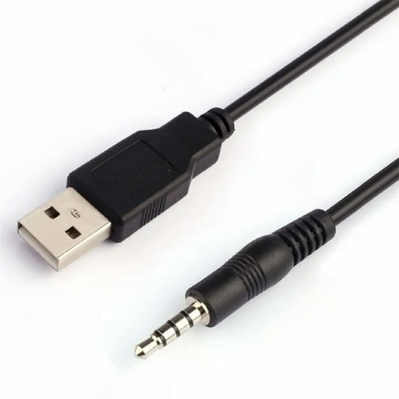 FOR 3.5mm Male AUX Audio Jack To USB 2.0 Male Charge Cable Adapter Cord, Black, 3 Feet