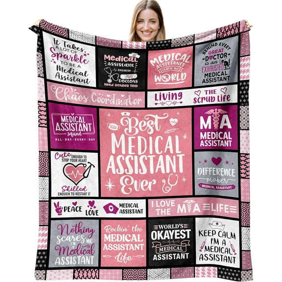 Medical Assistant Gifts for Women, Gifts for Medical Assistants, Medical Assistant Appreciation Gifts, MA Appreciation Gifts, MA Week Gifts, Medical Assistant Birthday Gifts Throw Blanket 60x50 Inch