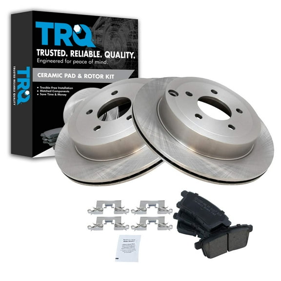 TRQ Rear Brake Pad & Rotor Kit Brake Pads Brake Rotor Ceramic Fits Select 2007-2010 Ford Edge Lincoln MKX