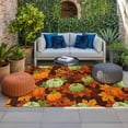 thumbnail image 2 of Sage Green Pumpkin Fall Outdoor Rug for Patio/Deck/Porch, Non-Slip Large Area Rug 4 x 6 Ft, Thanksgiving Maple Leaves Farmhouse Indoor Outdoor Rugs Washable Area Rugs, Camping Rug Carpet Runner, 2 of 8