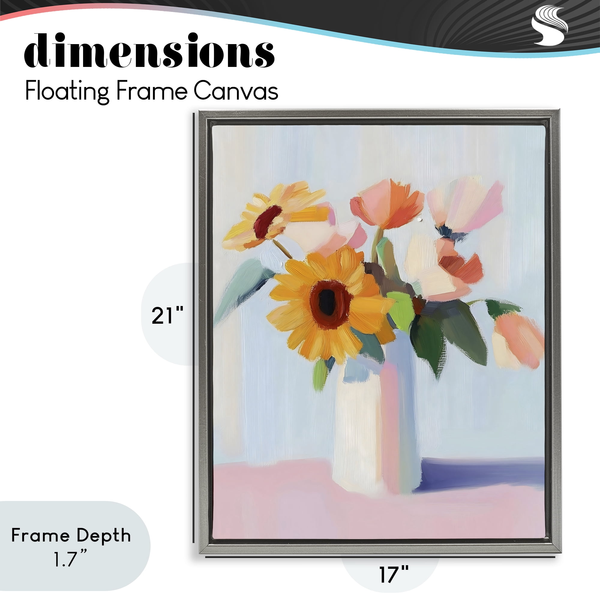 Stupell Industries Sleek Vase Bouquet Gray Framed Floater Canvas Wall Art, design by The Prints Vibe