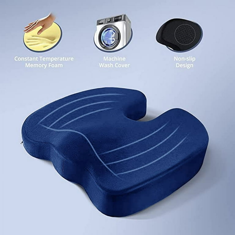 Non Slip Memory Foam Coccyx Orthopedic Seat Office Chair Cushion Pain  Relief Blu