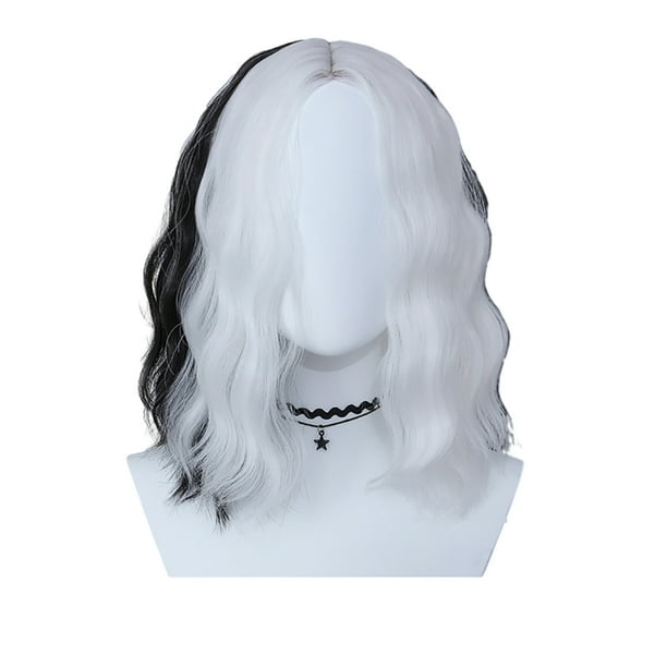 Peluca Blanca Y Negra, Disfraz De Cosplay, Pelo Sintético Para Mujer, Pelo Corto Para Juego De Rol Para Cosplay, Fiesta De Navidad Y Halloween Advancent CE007669-05