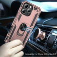 thumbnail image 3 of For iPhone 16 Pro Max 6.9 inch Ring Magnetic Kickstand Hybrid Case Cover - Rose Gold, 3 of 3